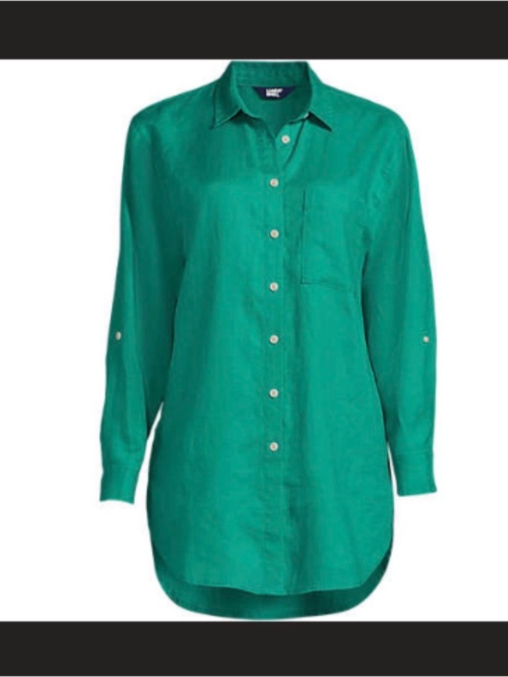 Lands' End Longline Button-Down Shirt in Teal